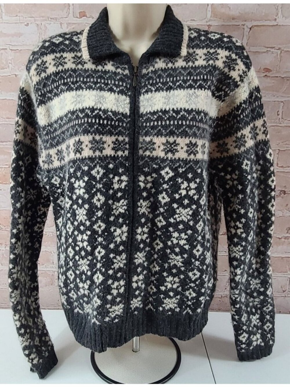 Valerie Stevens Vtg Fur-blend Lambswool Angora Full Zip Cardigan Sweater Women M